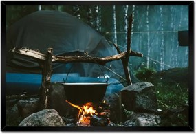 Poszterek keretben 60x40 Tábor éjszaka erdő tűz