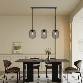 Brilagi - Zsinóros csillár BASKLITE 3xE27/15W/230V kaucsukfa/fekete