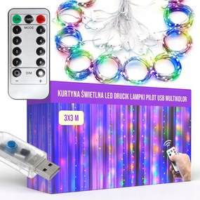 Led Fényfüggöny Karácsonyi Füzér 3x3 300 Led Beltéri Többszínű