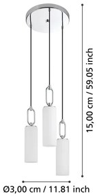 Eglo 390128 - Csillár zsinóron MAJANA 3xE27/40W/230V fényezett króm