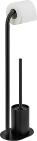 Fekete acél WC-papír tartó állvány WC-kefével Levante – Wenko