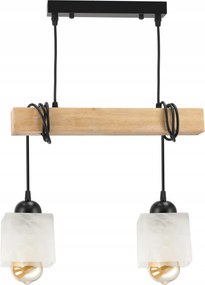 Mennyezeti Lámpa Függő Led Fa Gerenda 2x E27 Csillár Tej kocka