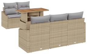 6 darabos kertibútor szett párnákkal bézs színű poli rattan