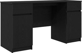 vidaXL Asztal fiókkal polcokkal Musta tammi 140 x 49 x 76 cm Faanyag