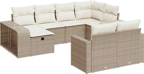 vidaXL 10 részes bézs polyrattan kerti ülőgarnitúra párnával