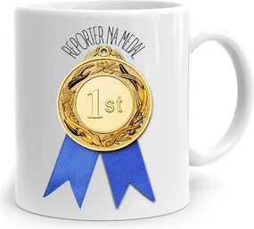 Riporter Újságíró Bögre Riporter Érem Nyomtatott Fotóval