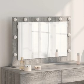 Toalett Tükör LED -es lámpákkal Szürke Sonoma 80 x 55 x 18 cm