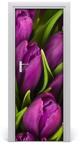 Ajtó tapéta lila tulipánok 95x205 cm