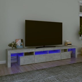 Betonszürke TV-szekrény LED lámpákkal 230x36,5x40 cm