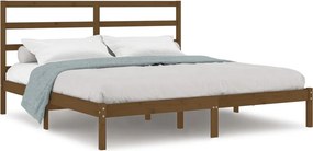 vidaXL mézbarna tömör fenyőfa ágykeret 200 x 200 cm
