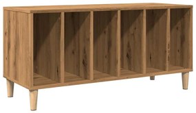 kézműves tölgy színű szerelt fa hanglemezszekrény 100x38x48 cm
