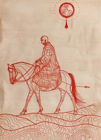 Poszter 20,5x28,4cm Lovas és ló vázlatok