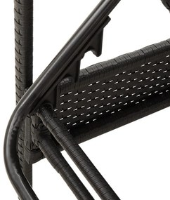 fekete polyrattan napozóágy párnával 63x200x81 cm