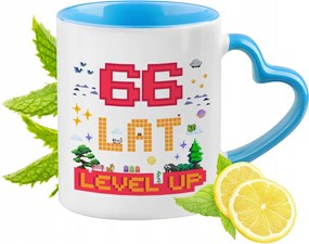 Születésnap 66 66-es Kék Bögre Szív Alakú Füllel Ajándék