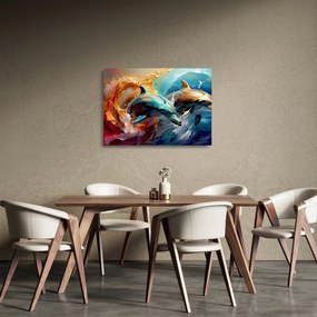 Üveg kép - Delfin festmény (70x50 cm)