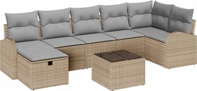 vidaXL Kanapé Szett párnával Beige és Világosszürke polirattan