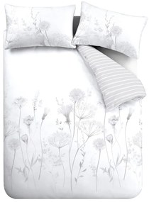 Fehér-szürke kétszemélyes-hosszabbított ágyneműhuzat 230x220 cm Meadowsweet Floral – Catherine Lansfield