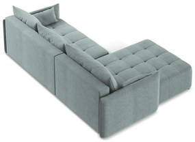 Kék kinyitható-tárolóhelyes sarokkanapé (bal oldali-heverő résszel) Moku – Makamii