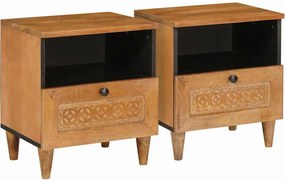vidaXL Éjjeliszekrény 2 pcs Világos Barna 40 x 33 x 46 cm Tömör akácfa