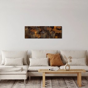 Kép - bronz hatszögek (órával) (90x30 cm)