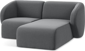 Szürke bársony sarokkanapé (jobb oldali-heverő résszel) Lani – Makamii