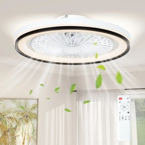 HOMCOM LED világítással ellátott mennyezeti ventilátor 48,5 W Visszafelé forgó DC motoros Csendes mennyezeti ventilátor távirányítóval 6 sebességgel I
