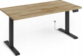 Elektromos íróasztal állítható Bim natúr tölgy furnér 160x80 fekete/tölgy