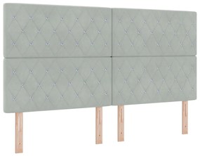 Boxspring ágy matraccal &amp; LED világítással, világosszürke, 180x200 cm, bársonyos
