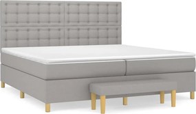 vidaXL világosszürke szövet rugós ágy matraccal 200 x 200 cm