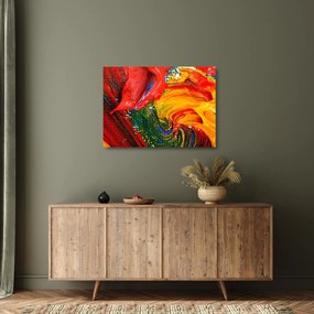 Üveg kép - Kékítő absztrakció ecsettel (70x50 cm)