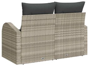 2 személyes kertibútor párnákkal világosszürke poli rattan