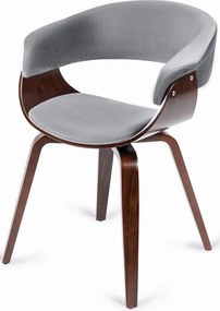 Szék szürke/dió színben, bársony kárpittal. GARY
