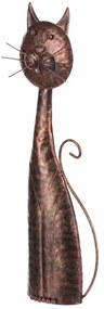 Réz macska fém kerti dekoráció, 15 x 44 x 7 cm