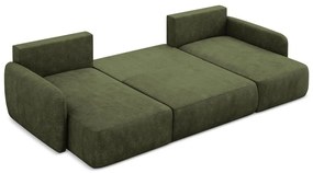 Zöld zsenília kinyitható-tárolóhelyes sarokkanapé (U alakú) Lilo – Makamii