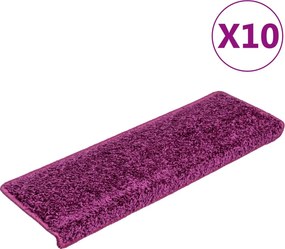 vidaXL 10 db lépcsőszőnyeg 65 x 21 x 4 cm lila téglalap alakú széllel