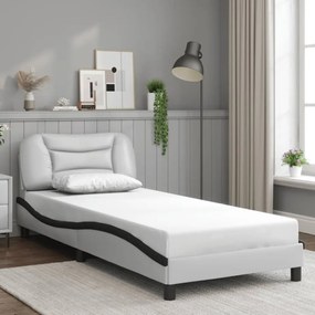 fehér és fekete műbőr ágykeret LED-világítással 80 x 200 cm