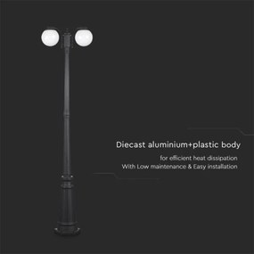 Kültéri lámpa 2xE27/60W/230V IP44 199 cm fekete