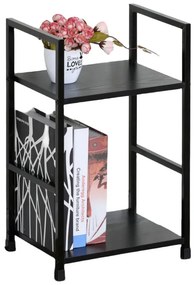 Intenso Home 2 szintes nyitott könyvespolc / éjjeliszekrény 29 x 48cm (Fekete) | Univerzális tároló állvány fém lábakkal