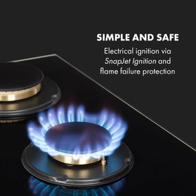 Goldflame 5, gáz főzőlap, 5 sárgaréz égőfej, üvegkerámia