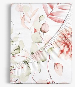 Goldea pamut körgumis lepedő deluxe - akvarell virágok 120 x 200 cm