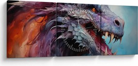 Kép - Egy sárkány illusztrációja (órával) (90x30 cm)