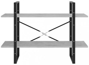 kétszintes betonszürke szerelt fa könyvszekrény 100x30x70 cm