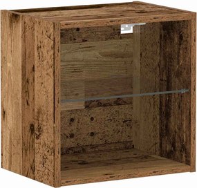 vidaXL Függő polc LED világítással Barna 40 x 28,5 x 40 cm Faanyag