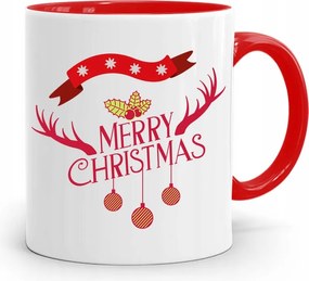 Piros Karácsonyi Bögre Mikulás Karácsonyfa Alá, fényképes nyomattal