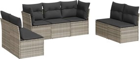 vidaXL 7 részes világosszürke polyrattan kerti ülőgarnitúra párnákkal
