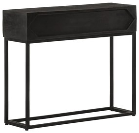 fekete tömör mangófa és vas tálalóasztal 90 x 30 x 76 cm