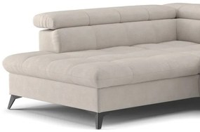 Beige MARANO balos sarokkanapé ággyá alakítható, L-alakú