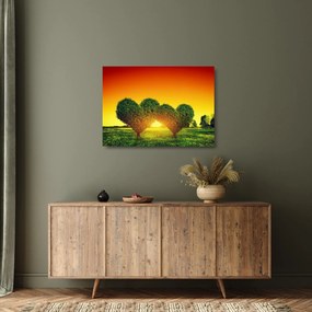 Kép - szív a fák tetején (üvegen) (70x50 cm)