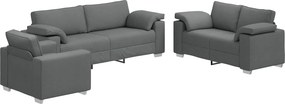 vidaXL Kanapé 3 pcs Sötétszürke 219 x 80 x 82 cm Lábbal kevert anyag
