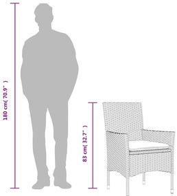 5 részes fehér polyrattan/üveg kerti étkezőgarnitúra párnákkal